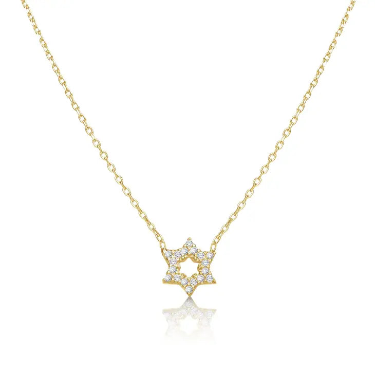 Mini Star of David Necklace with Rhinestones