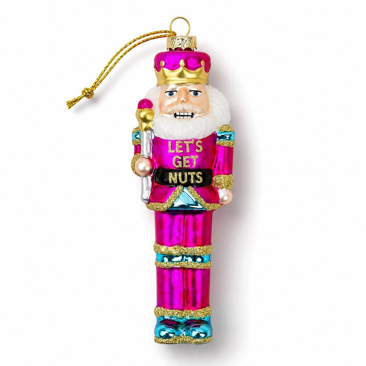 Let’s Get Nuts Nutcracker Glass Christmas Ornament
