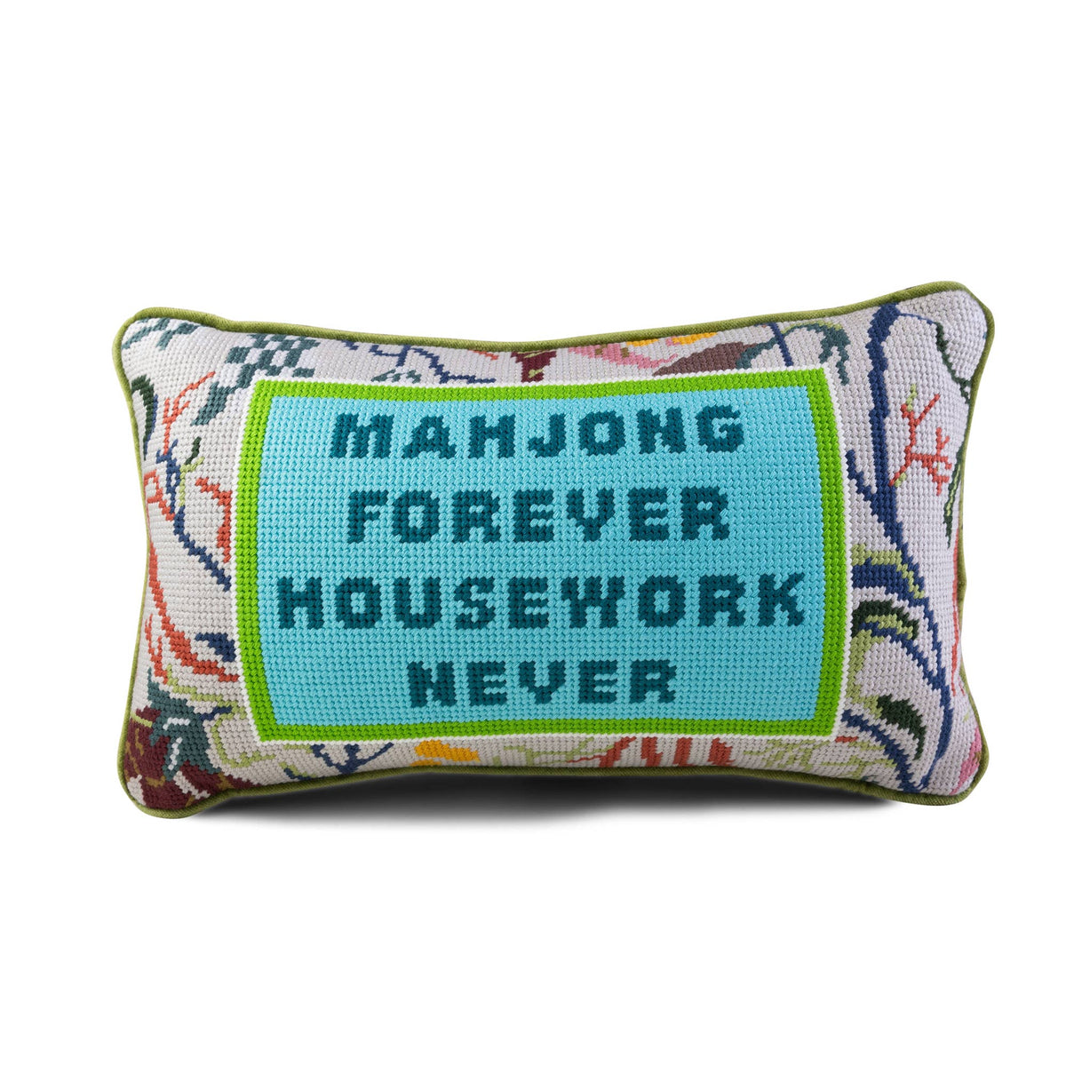 Mahjong Forever Needlepoint Pillow by Furbish Studio