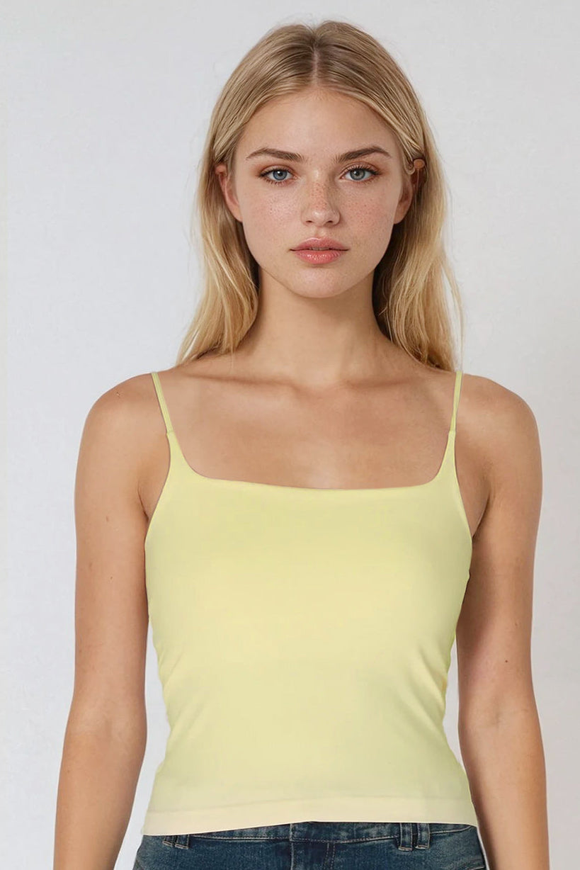 Kelli Pale Banana Clean Line Square Neck Cami