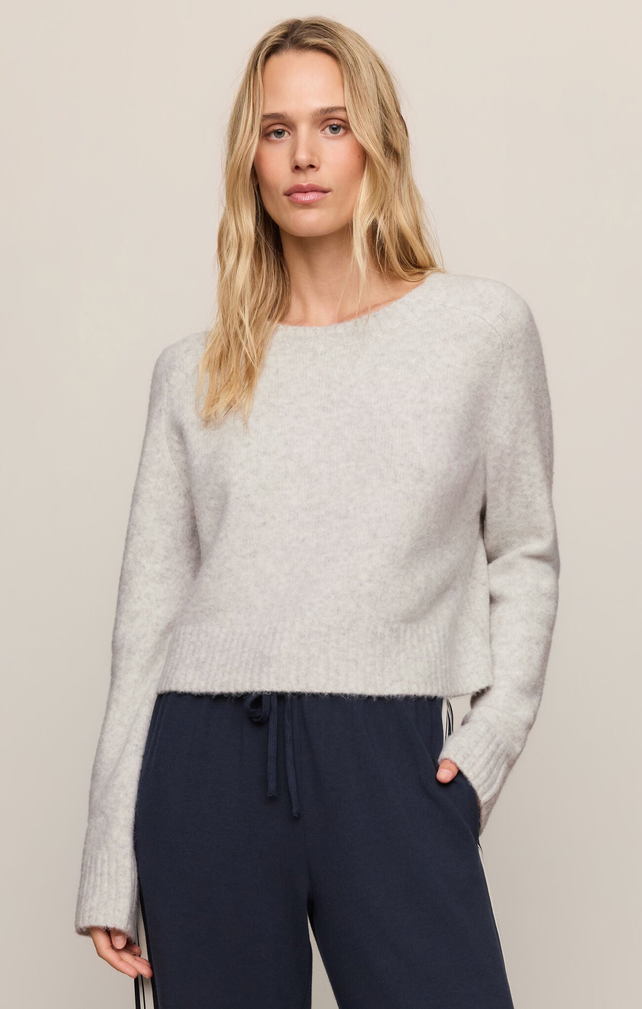 Z Supply Stand In Feather Grey Crew Neck Sweater