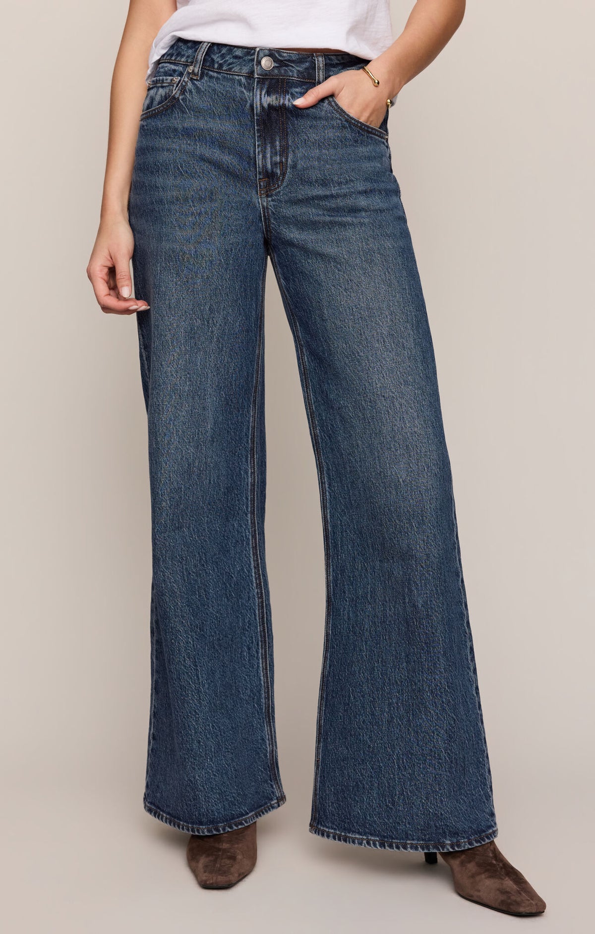 Z Supply The Stunner Mid Rise Wide Leg Jeans | Vintage Comfort Stretch Denim