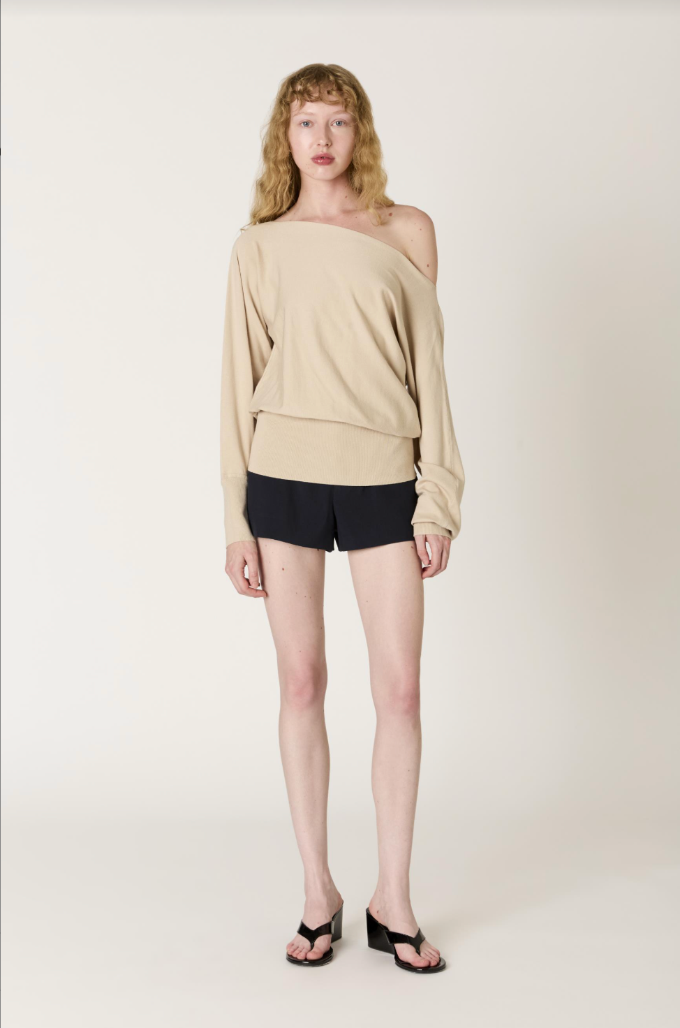 NIA Sabina Off-Shoulder Soft Knit Sweater