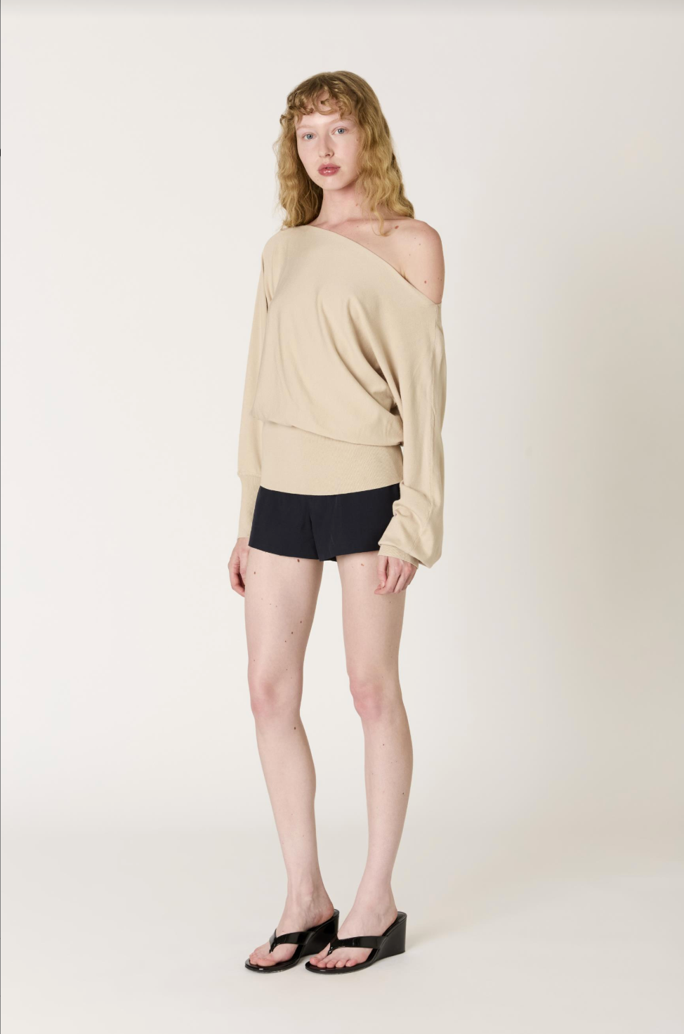 NIA Sabina Off-Shoulder Soft Knit Sweater