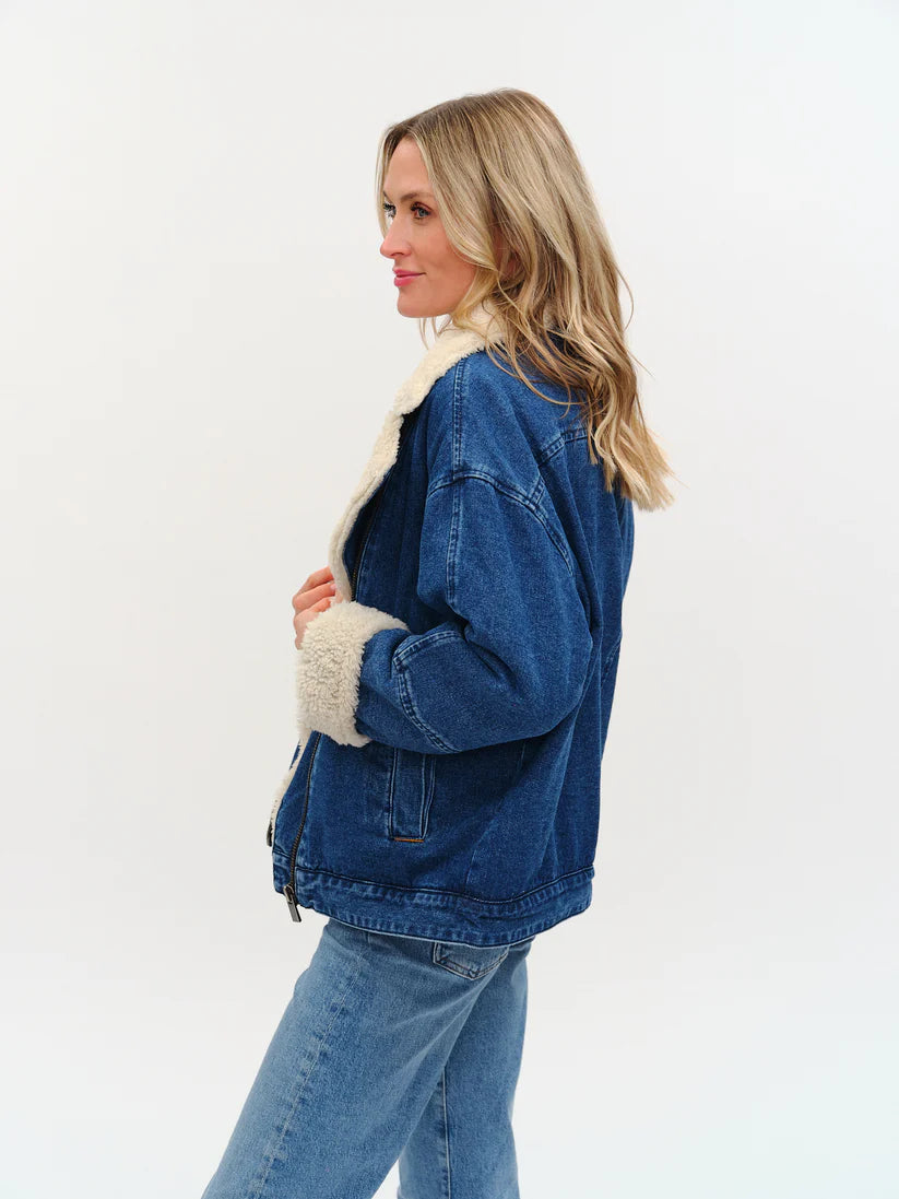 Williston Oversized Fur Denim Jacket