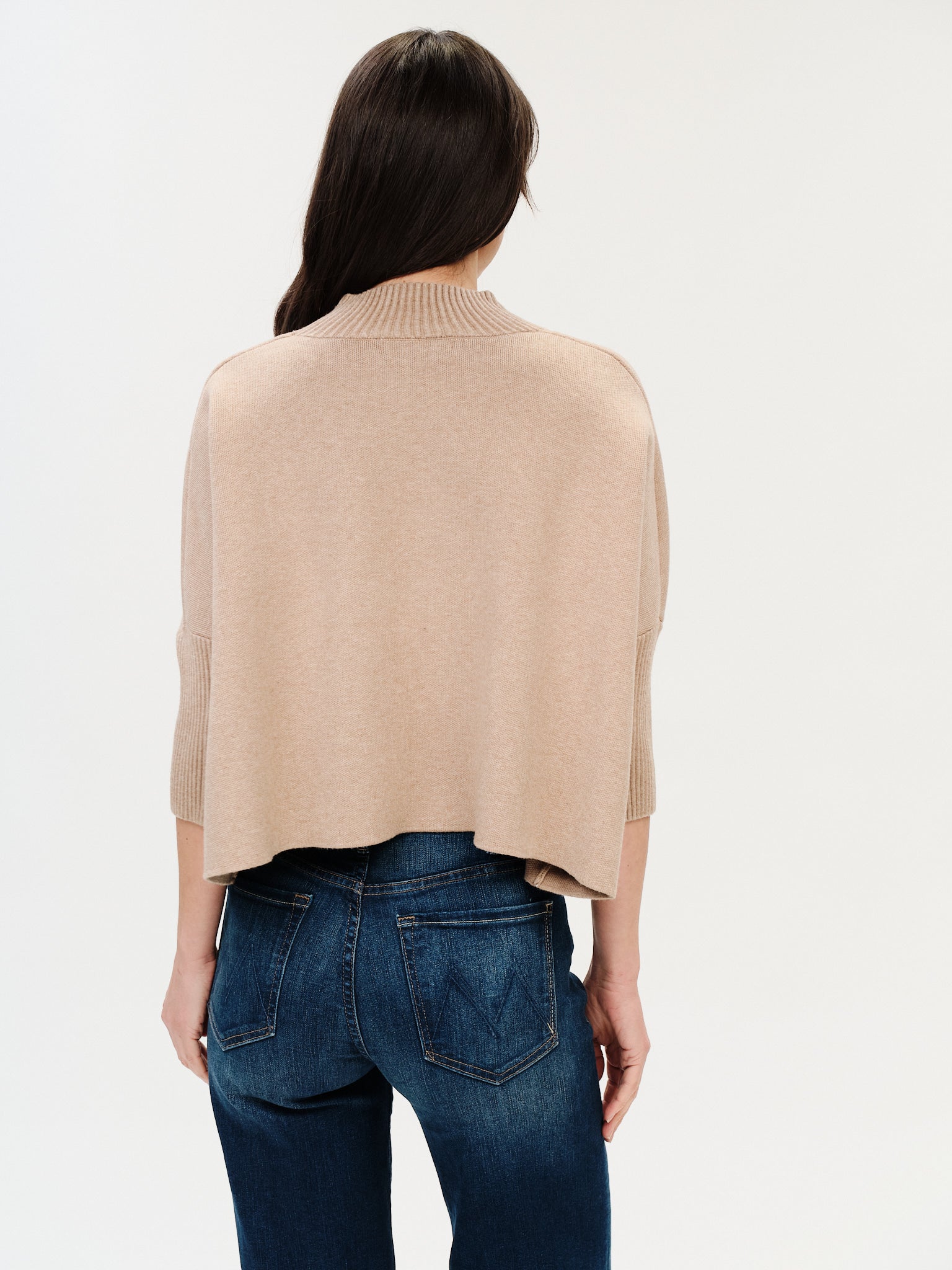 Oslo Funnel Neck 3/4 Sleeve Sweater – Heather Taupe