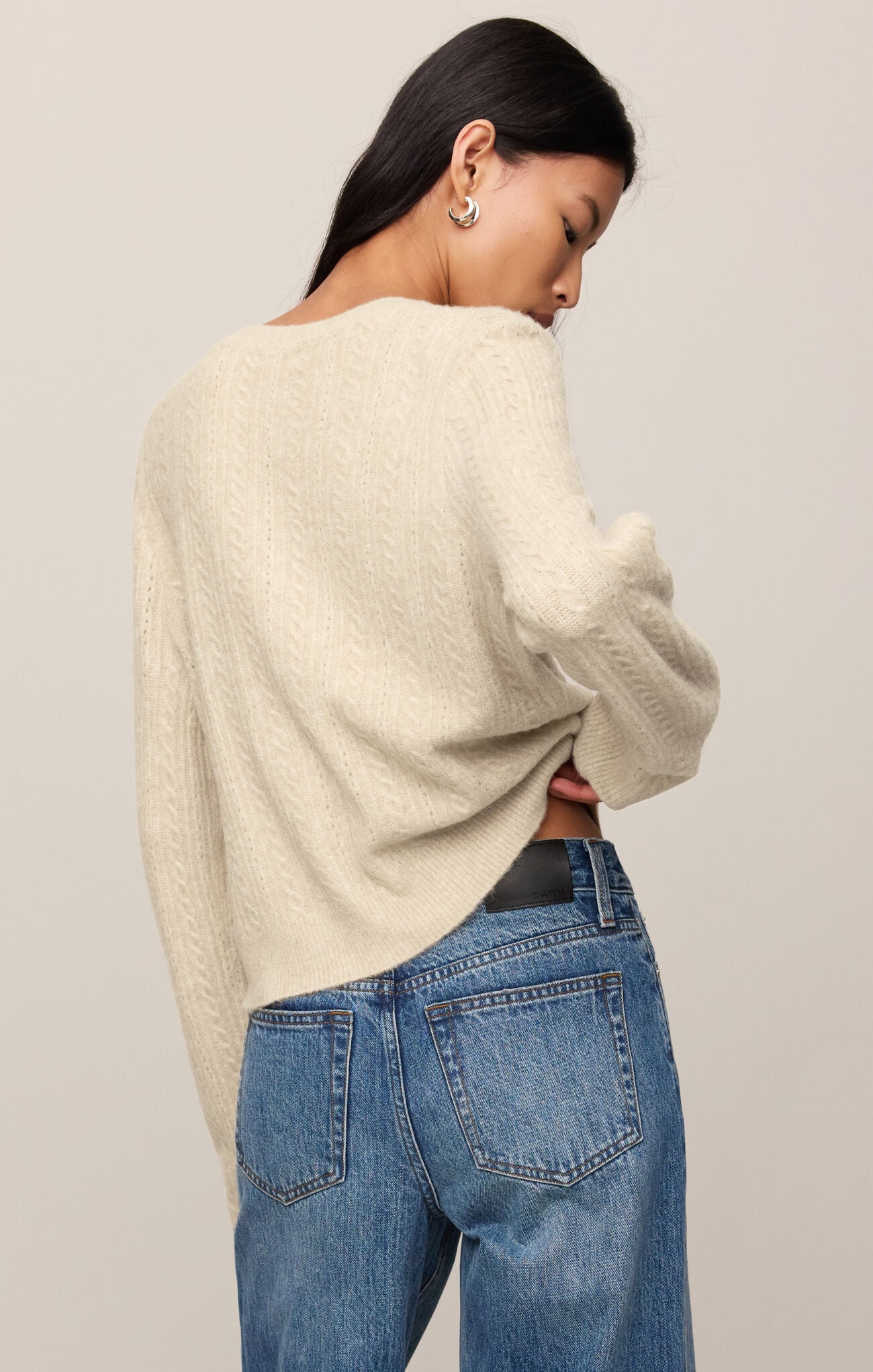 Z Supply Medina Pointelle Cardigan Crew Neck Button Front Knit Sweater