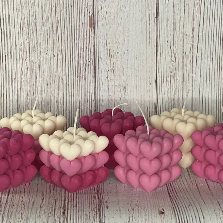 Heart Bubble White Candle