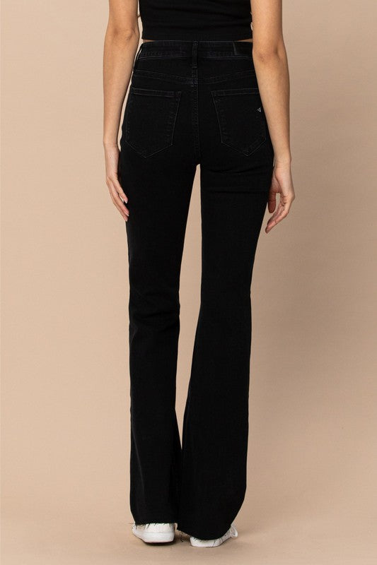 Happi HR Jet Black Raw Hem Flare Jean