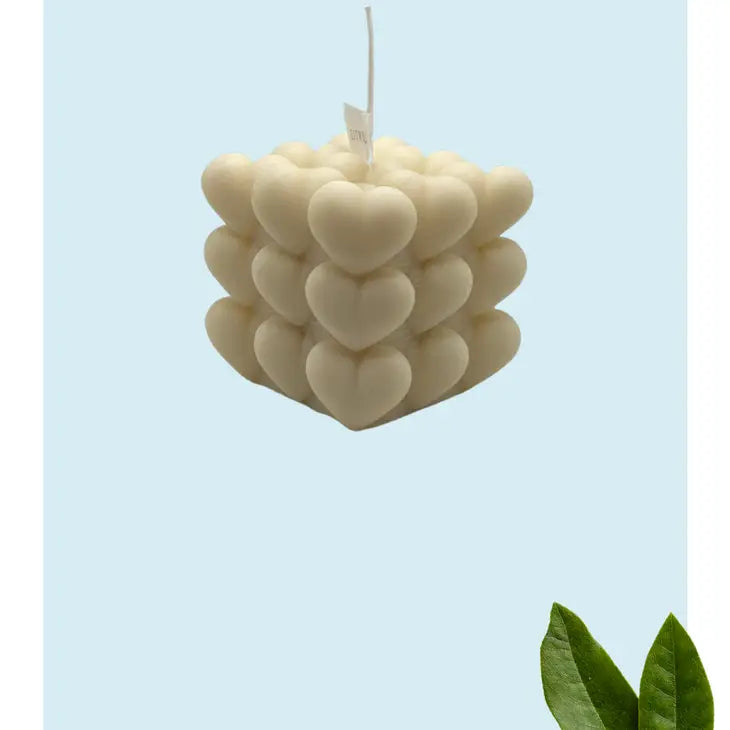Heart Bubble White Candle