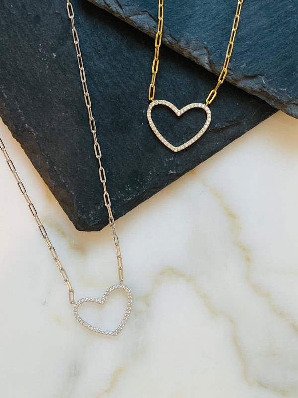 Heart CZ with Link Chain Pendant - Luna Chick