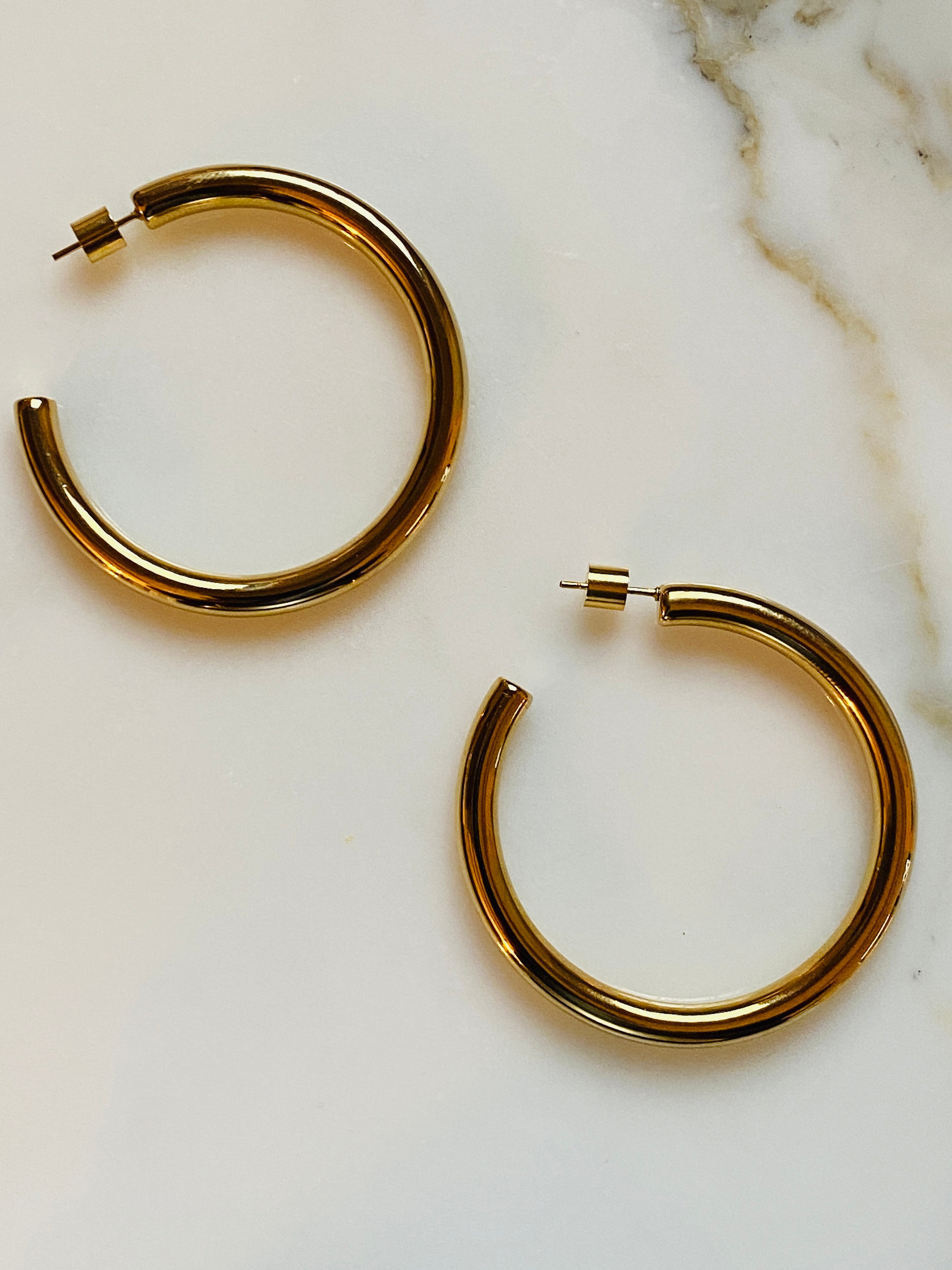 Lyssa Hoop Earrings — Water-Resistant, Tarnish-Resistant Luxury Shine with Comfy Back
2"