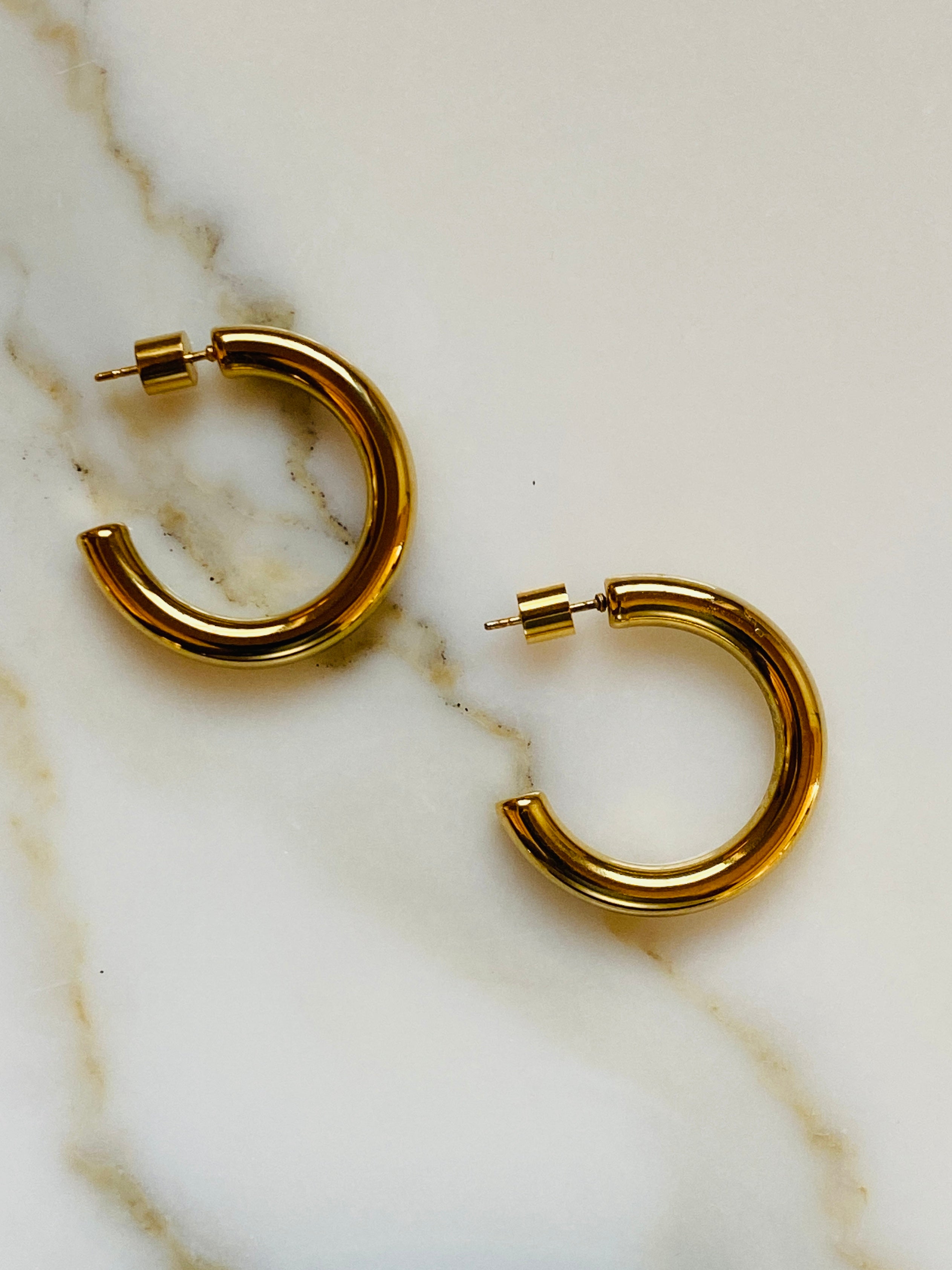 Lyssa Hoop Earrings — Water-Resistant, Tarnish-Resistant Luxury Shine with Comfy Back 1.25"