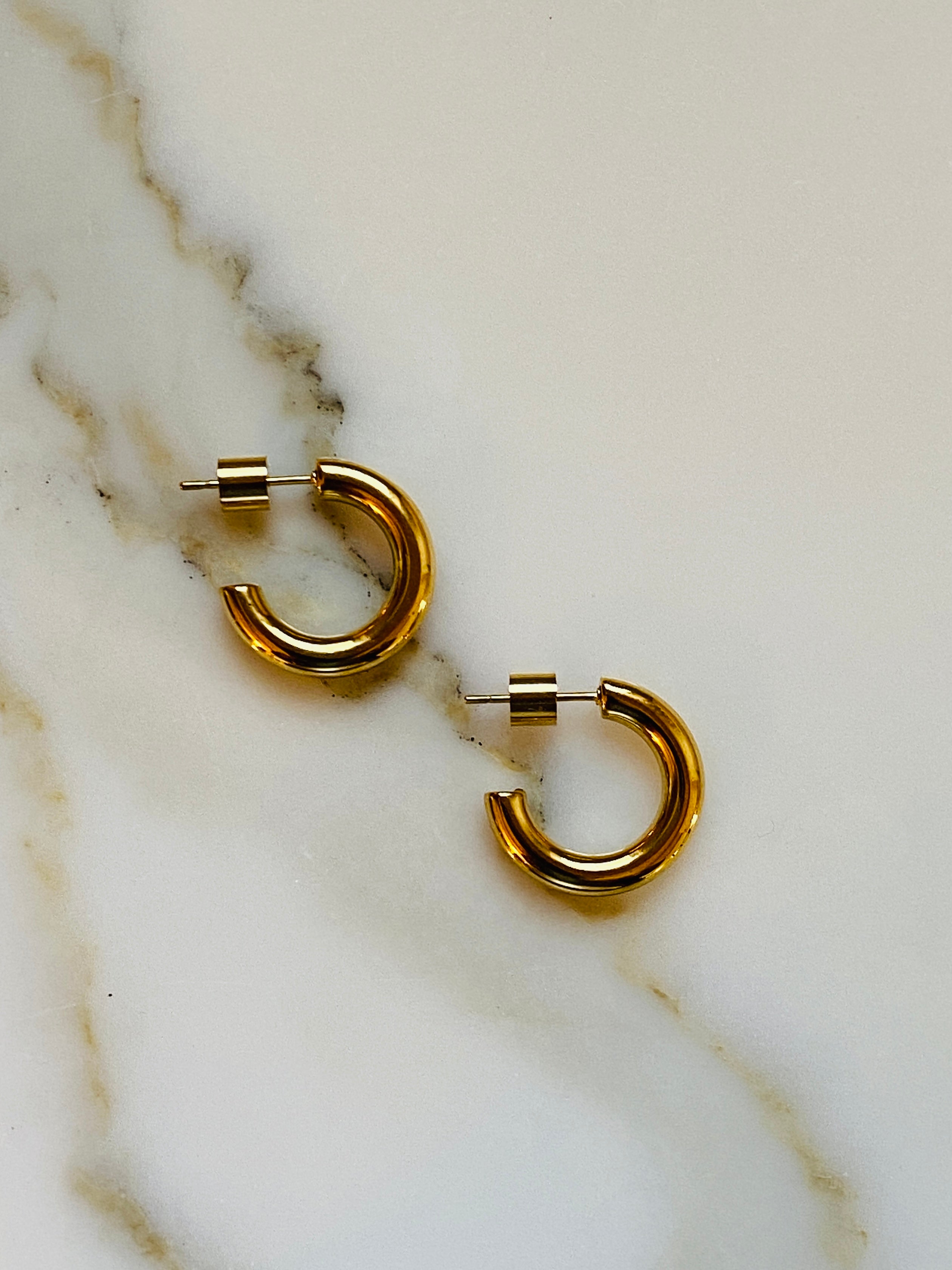 Lyssa Hoop Earrings — Water-Resistant, Tarnish-Resistant Luxury Shine
Mini Hoop with Comfy Back