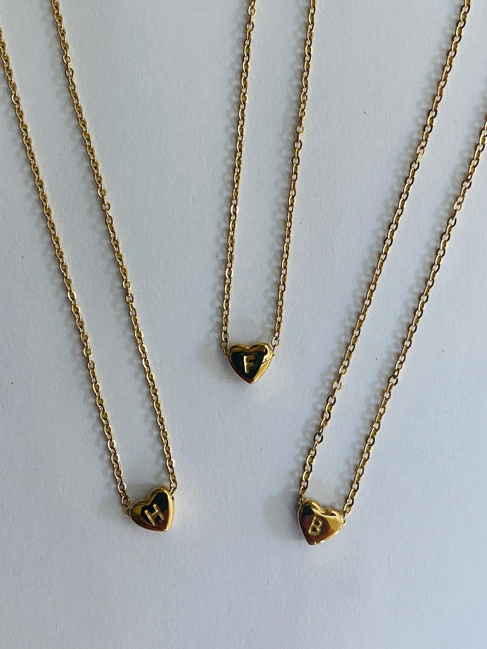 Puff Heart Initial Pendant Stainless Steel