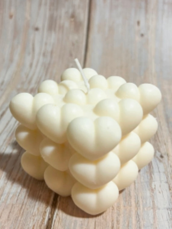 Heart Bubble White Candle
