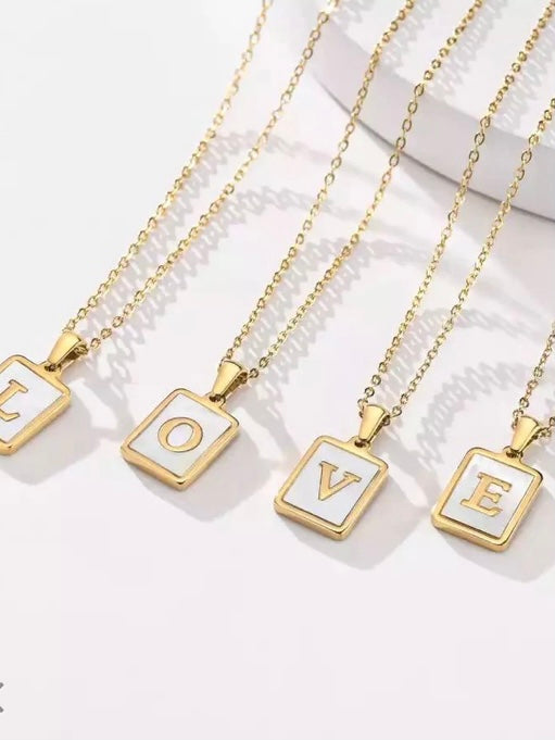 Mother Of Pearl Initial Necklace