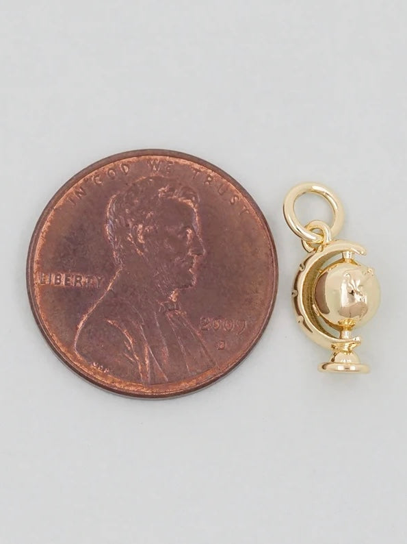 Gold Medium Travel Globe Charm