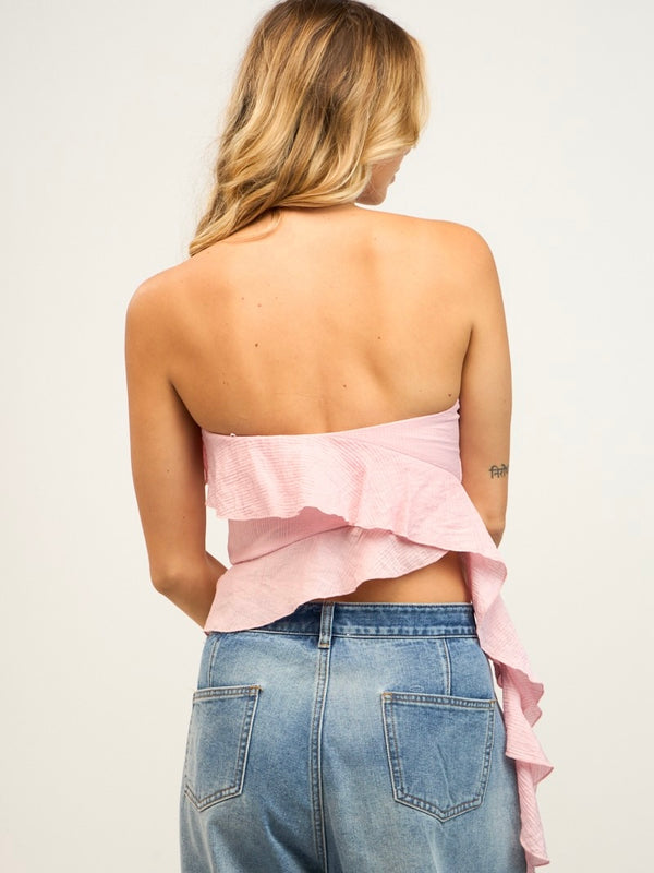 All Day and All Night Pink Strapless Top
