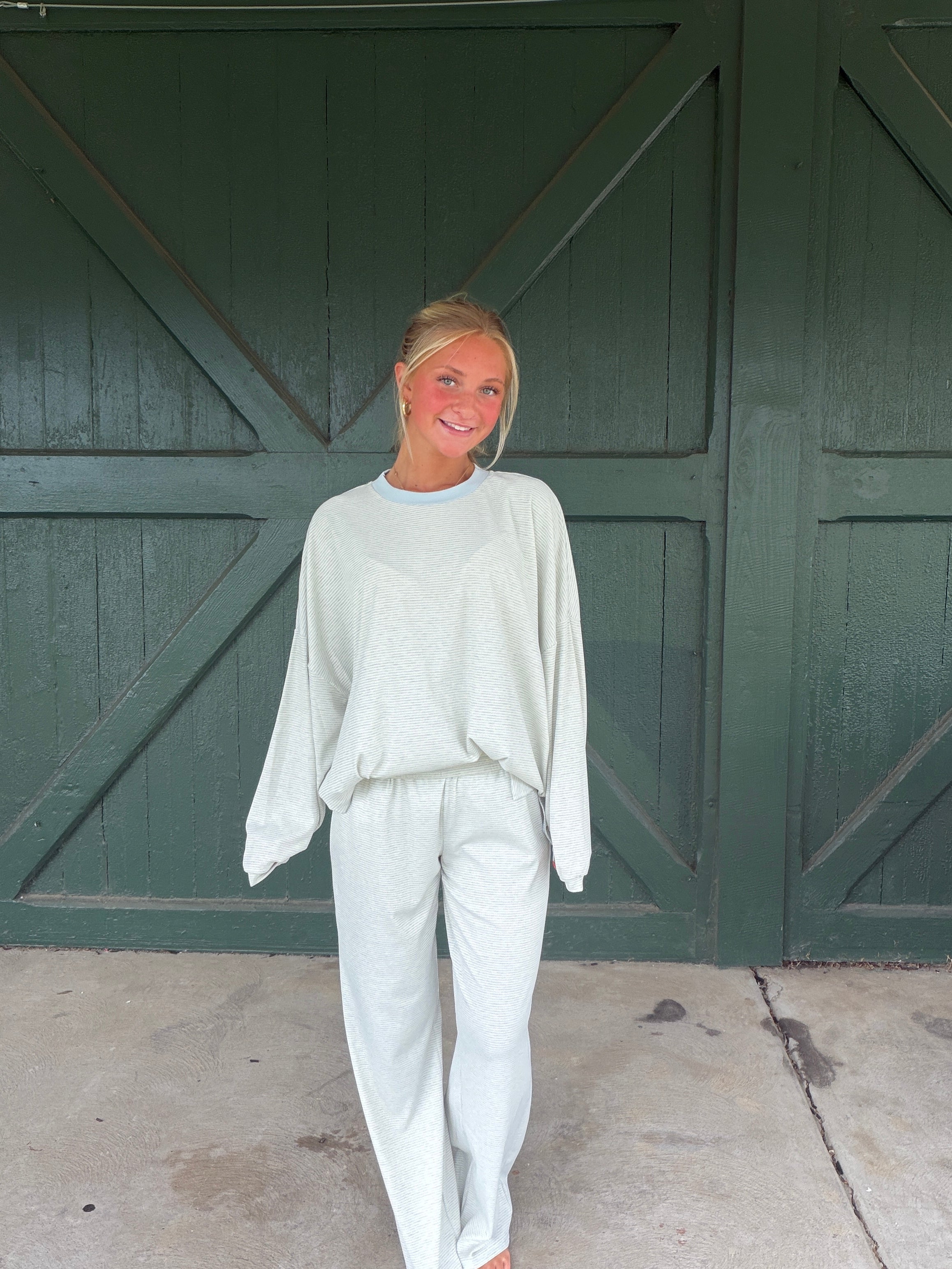 The Cozy Core Stripe Crew Neck Rib Top
