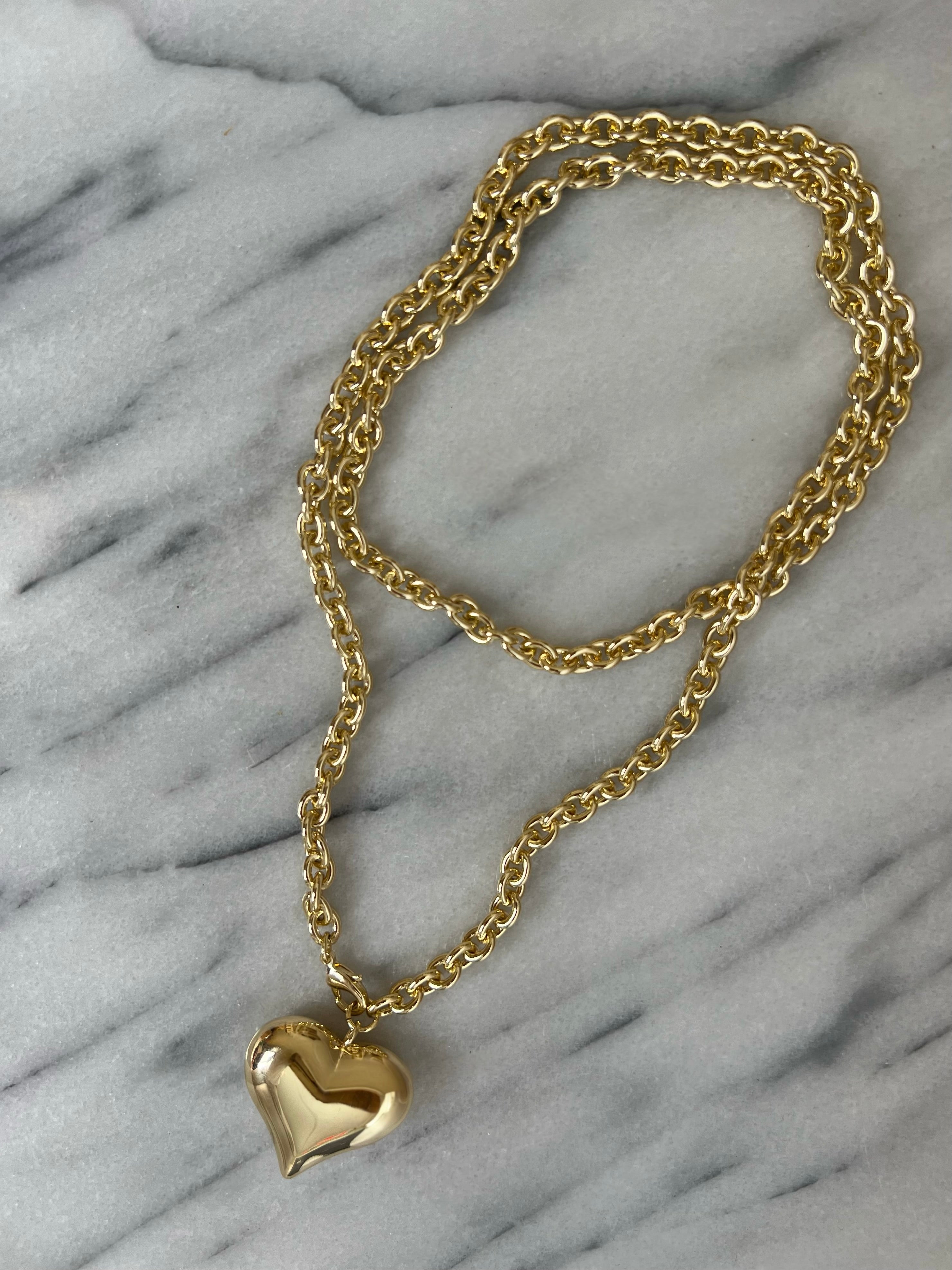 Rachel Long Chunky Heart Necklace