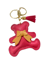 Leather Hot Pink Bear Bag Charm