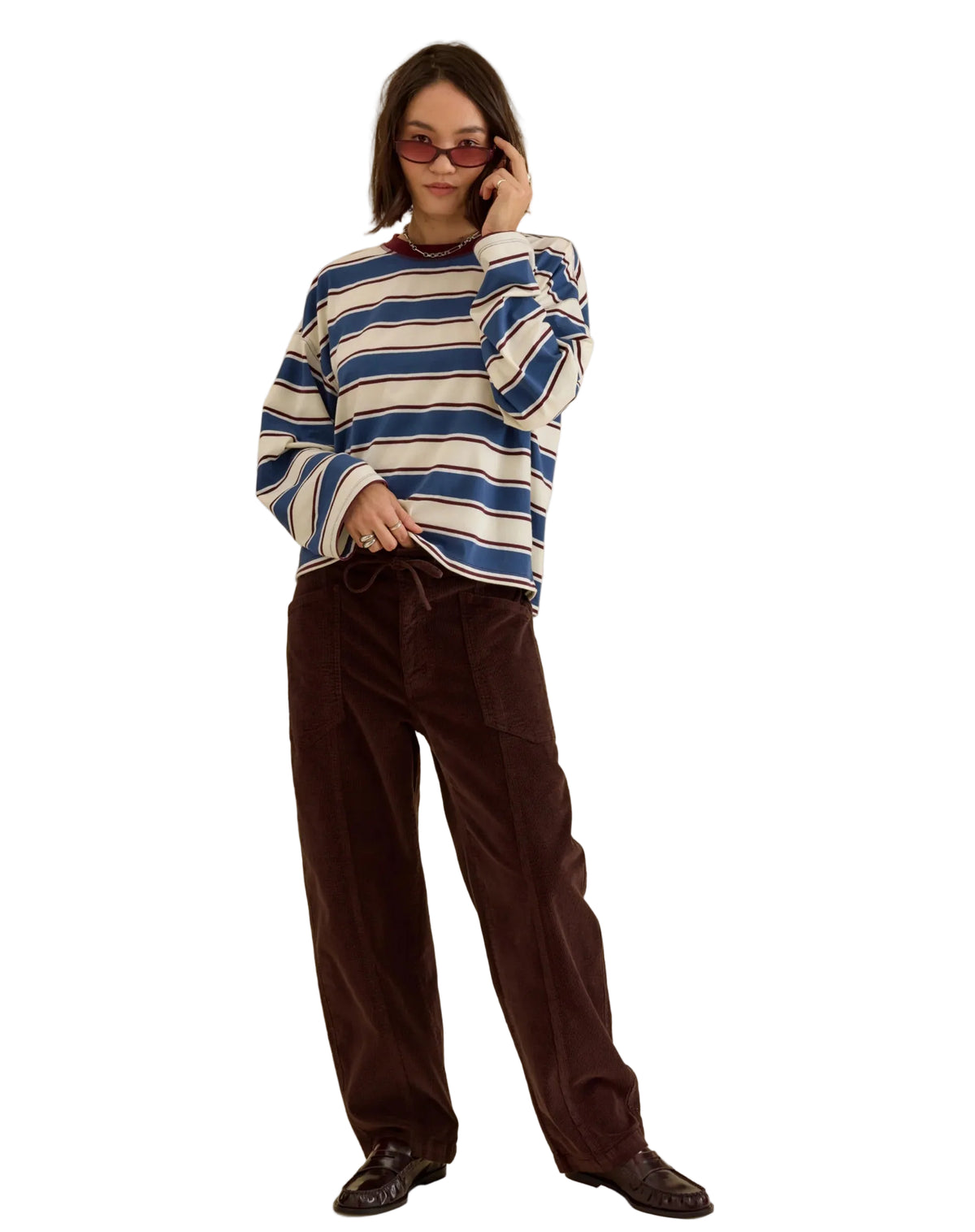 DAZE VILLA PANT DRAWSTRING BARREL PANT IN CHOCOLATE