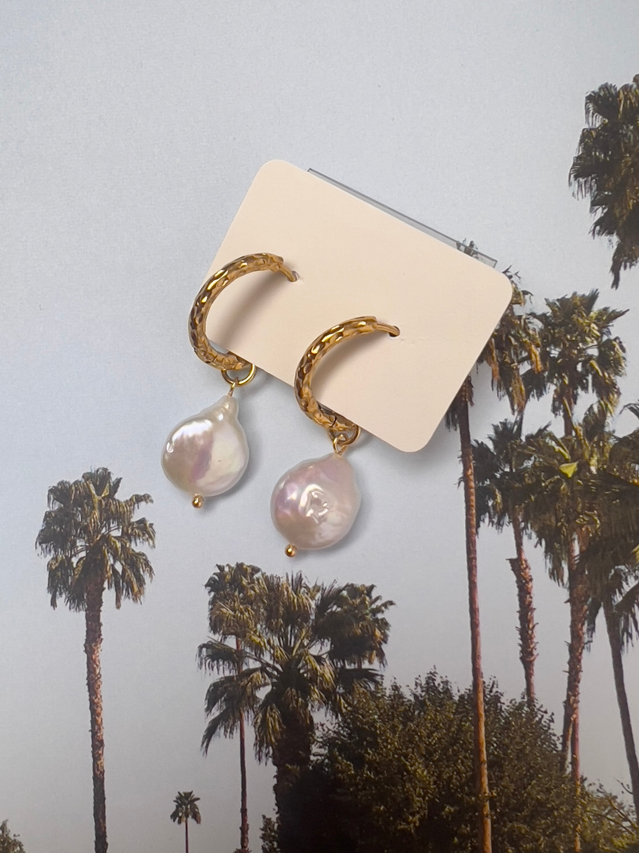 Aurora Pearl Drop Hoop