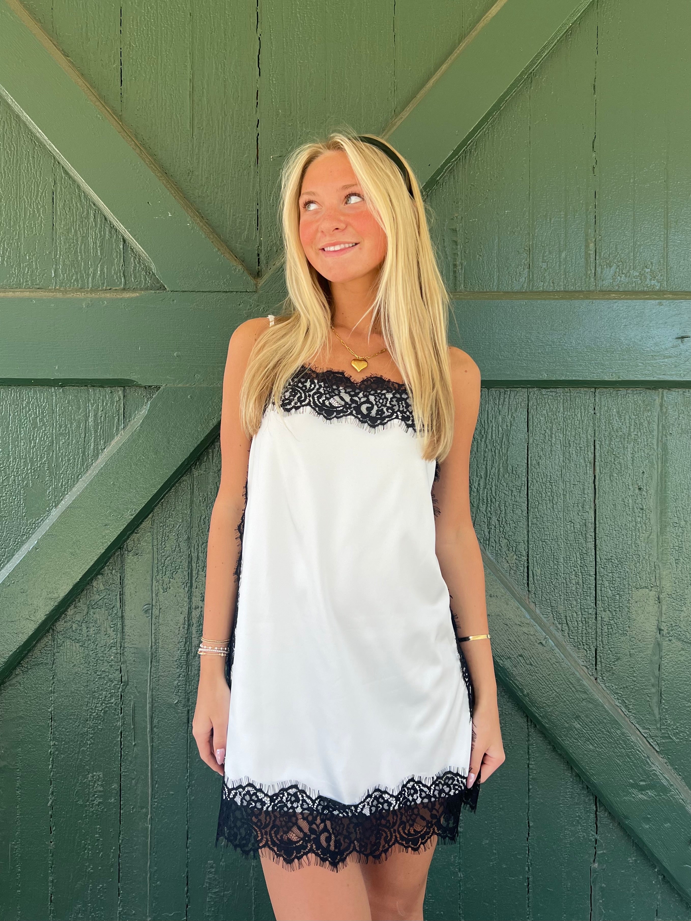 Midnight Lace Adjustable Strap Cami Mini Dress