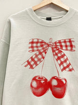 Gingham Cherry Bow Sweatshirt