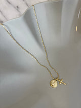 Petite Mother Mary and Cross Necklace