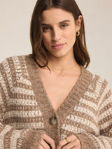 Este Metallic Stripe Cardigan