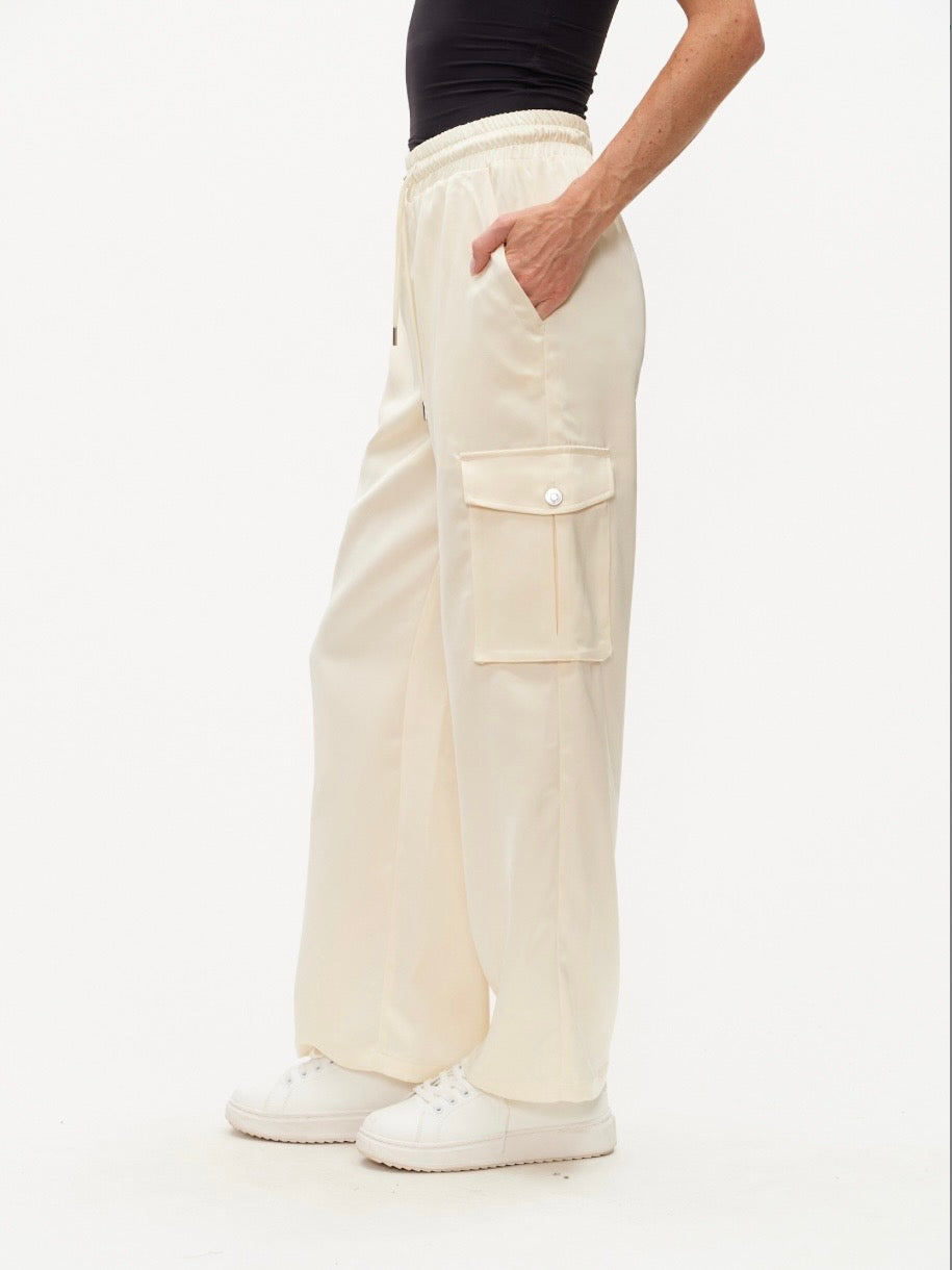 Elsa Satin Cargo Pant by Six Fifty
