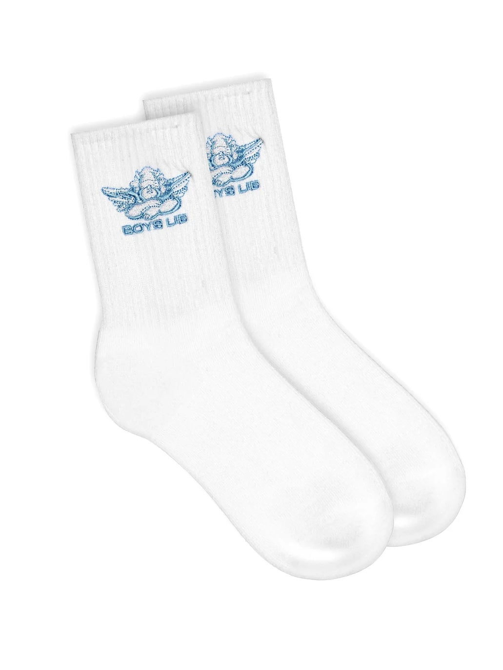 Boys Lie White with Blue Logo Sock