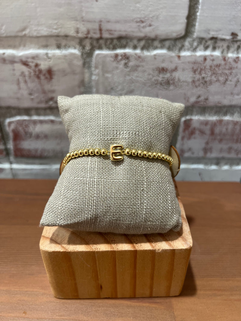 Paulina Stretch Gold Initial Bead Bracelet