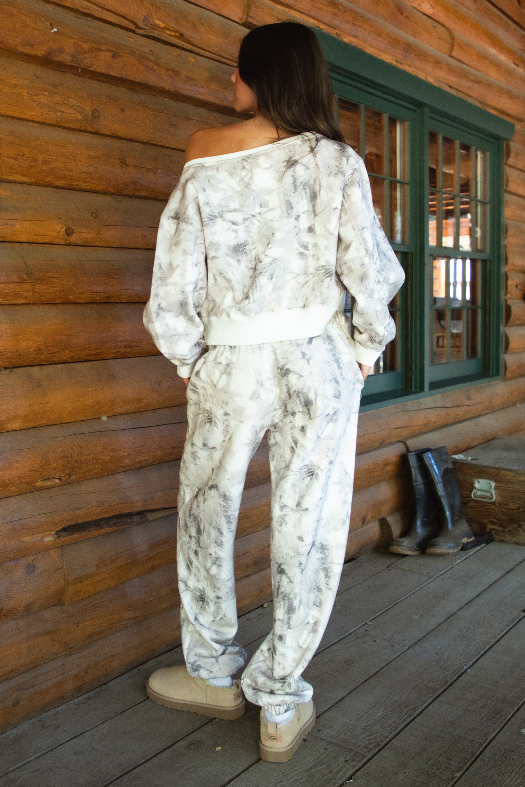 So Comfy Woodsy Camo Off the Shoulder Sweater