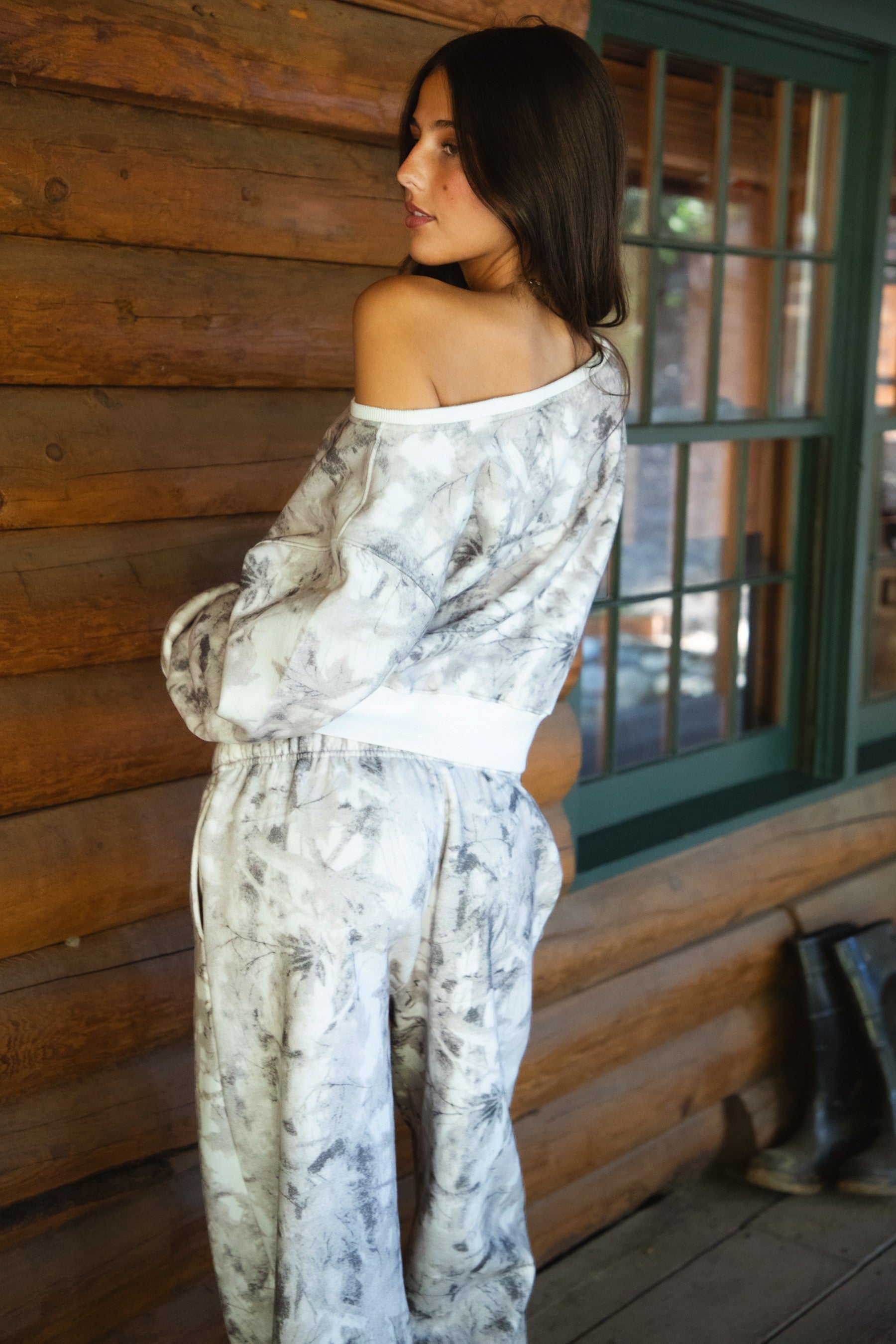 So Comfy Woodsy Camo Off the Shoulder Sweater