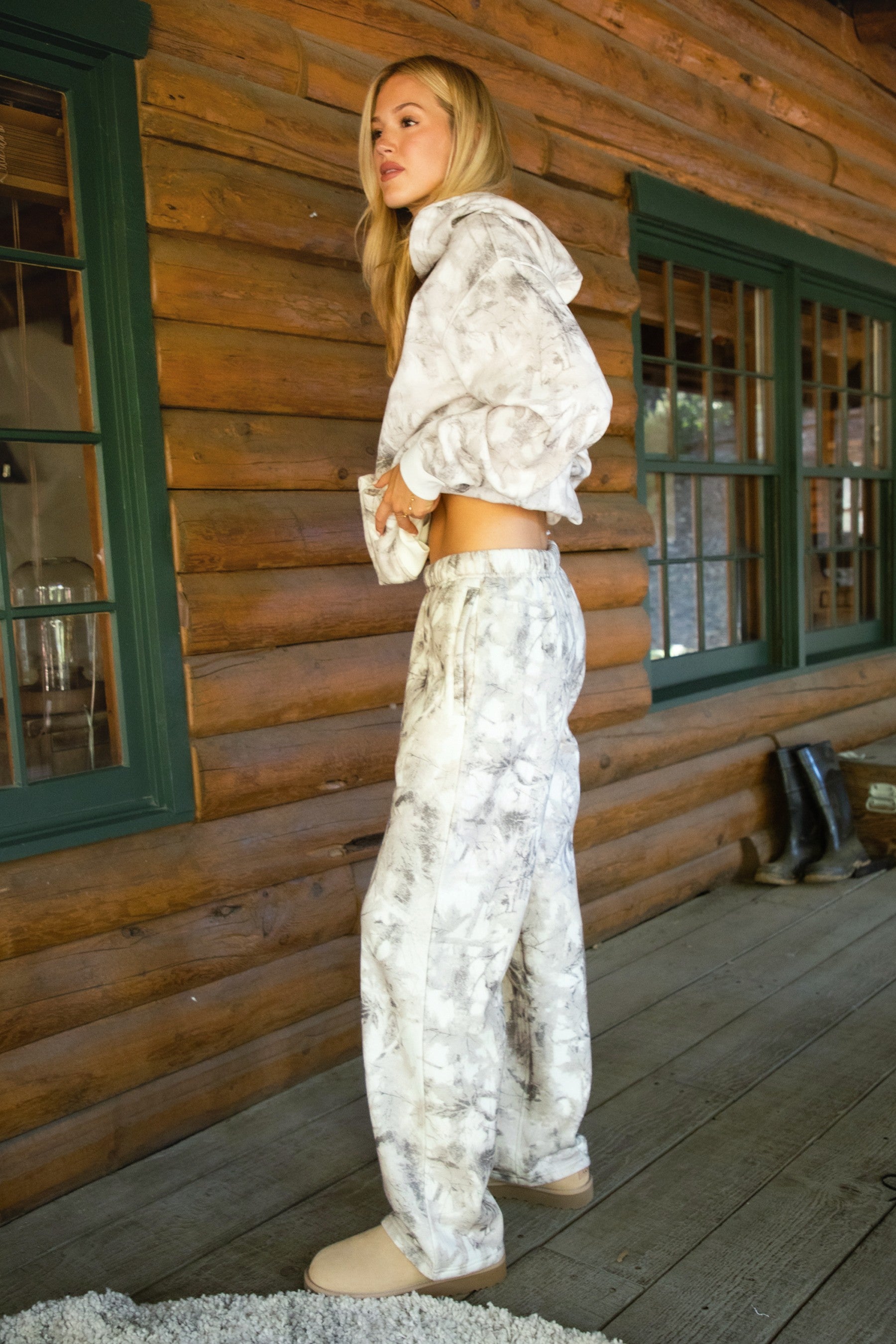 So Comfy Woodsy Camo Wide leg Sweatpants