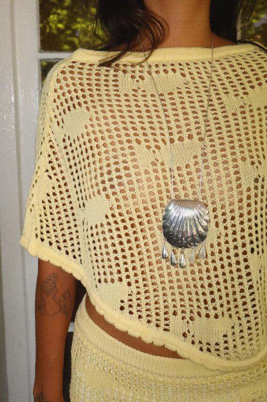 Crochet Open Knit Poncho Top – Butter Milk