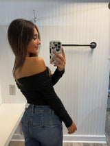 Kelsey Black Off the Shoulder Top