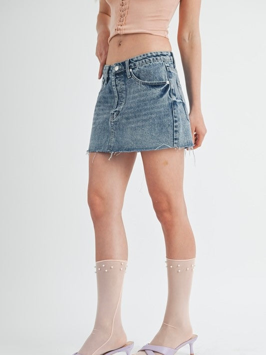 The Perfect Low Rise Denim Skirt