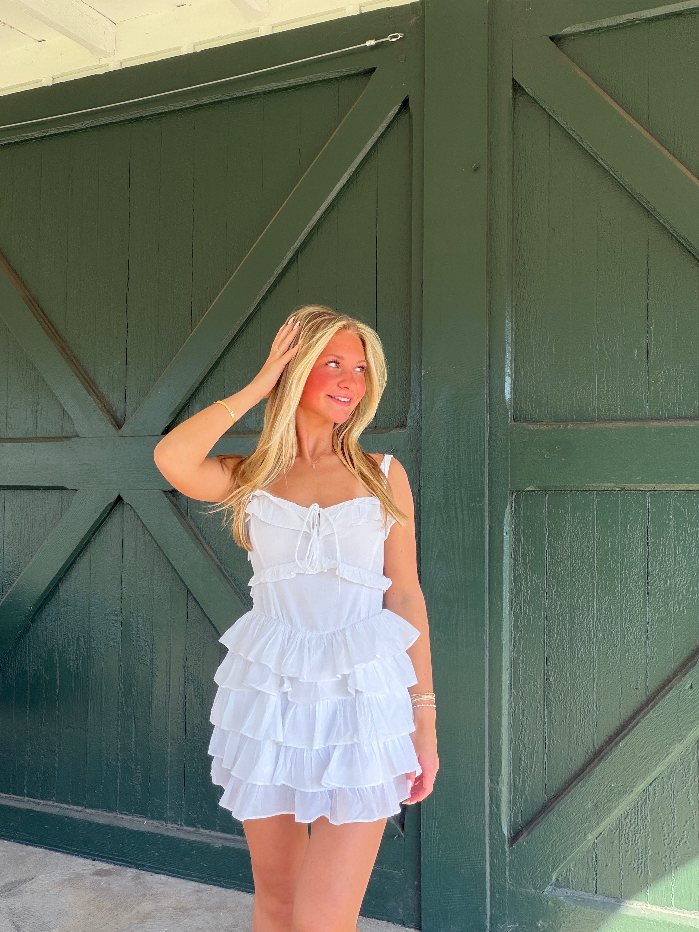 ロージーモンスター warmy ruffle tunic オフホワイト Show Me Your Mumu Lucia White Voile Romper