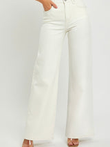 Cream High Rise Wide Leg Jean