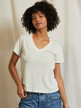 Hendrix Bright Ivory V Neck Tee