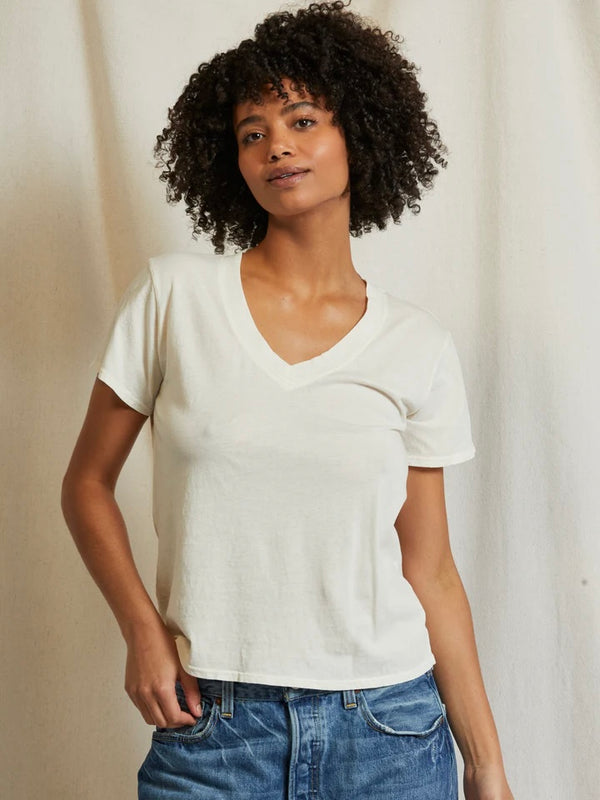 Hendrix Bright Ivory V Neck Tee