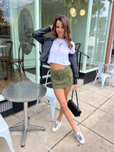 Dallas Olive Cargo Mini Skirt