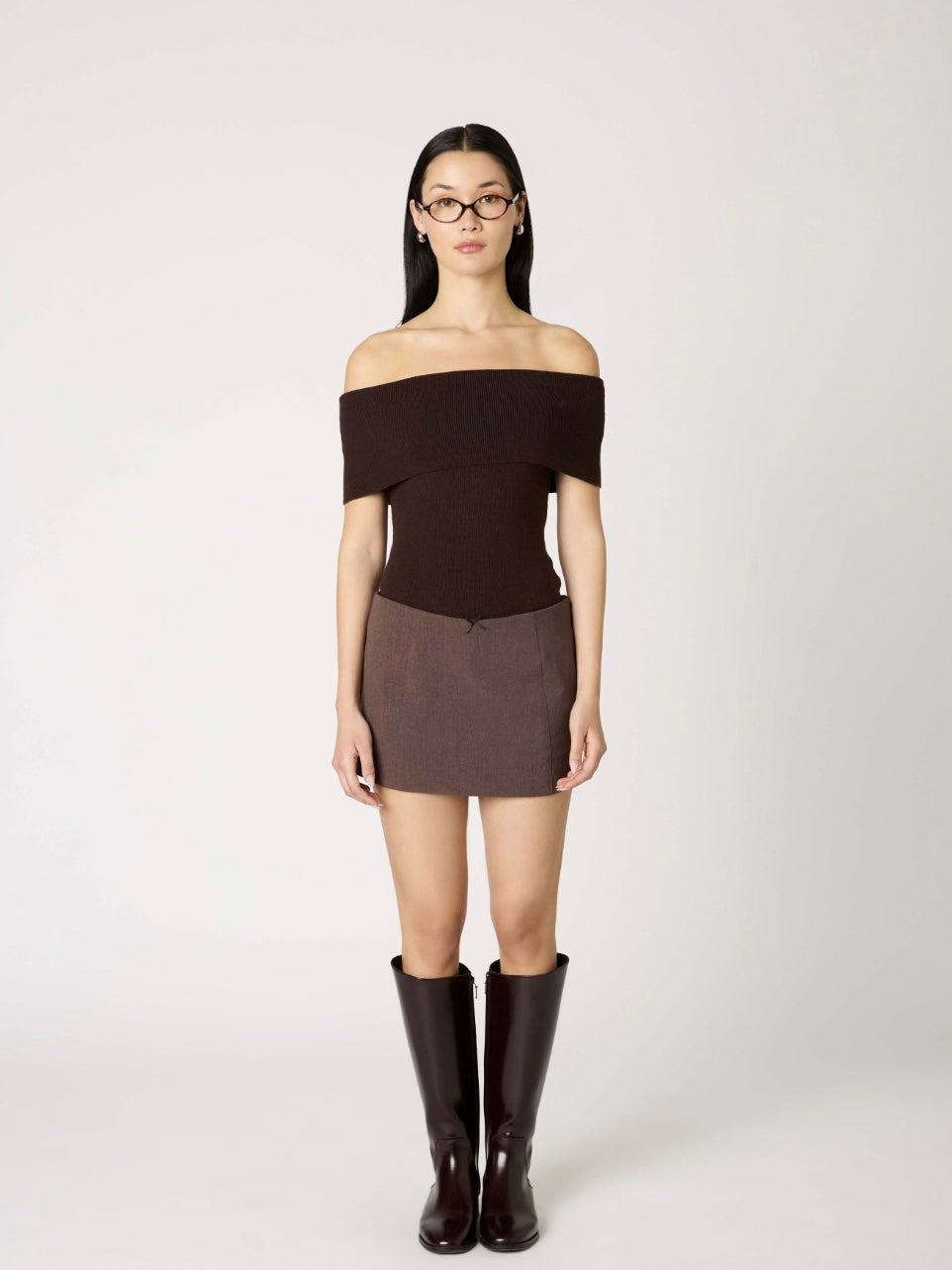 Annemarie Espresso Off the Shoulder Sweater