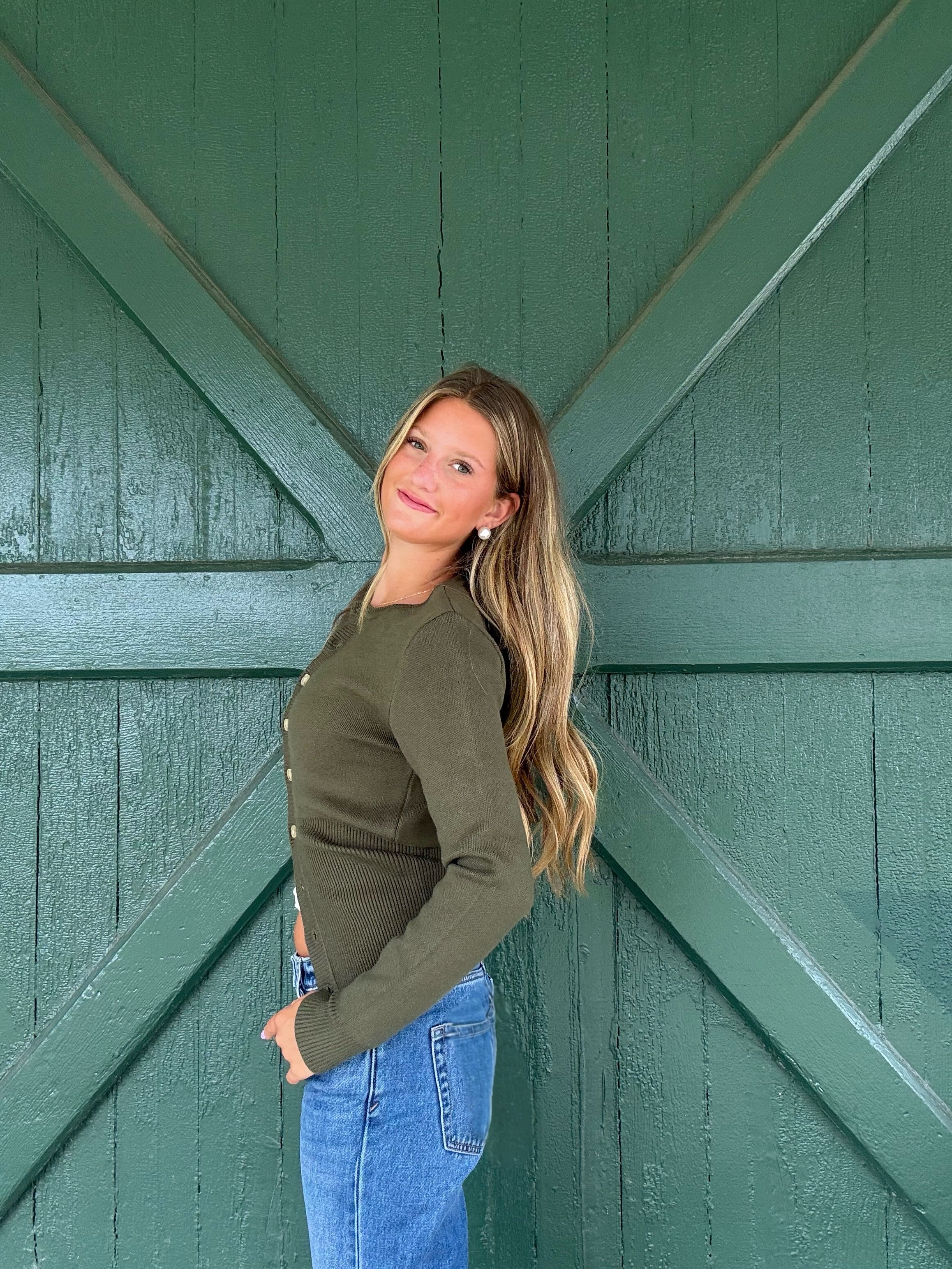 NIA Sophia Cardigan in Olive