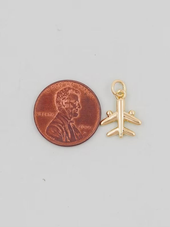 Gold Medium Airplane Charm