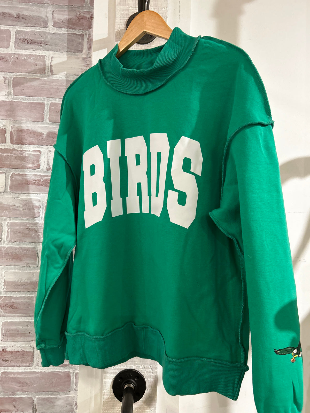 Philadelphia Eagles Birds Kelly Green Mock Neck Sweatshirt
